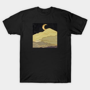 Gold landscape with moon #6 T-Shirt